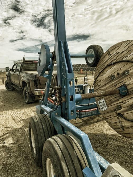 Cable reel handling on a solar site