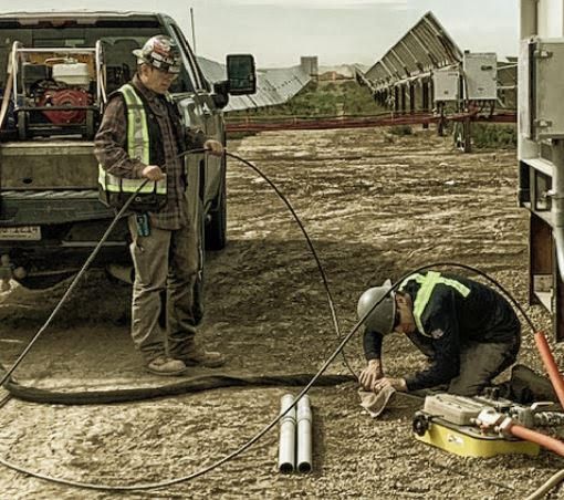 Fiber optic jetting on a solar site